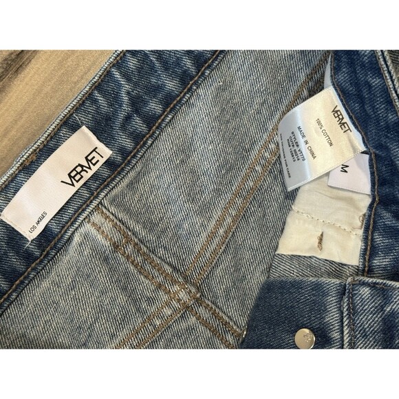 VERVET Medium Light Wash Cotton Denim Distressed Button Front Mini Jean Skirt - Picture 5 of 5